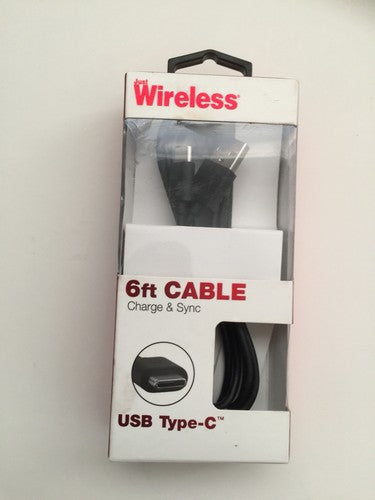 JUST WIRELESS 6 FT CABLE CHARGE & SYNC USB TYPE-C ~ BLACK NEW In PACKAGE