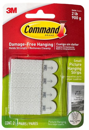pack 1 3M Command Brand Damage-Free Hanging Small 2 Lbs Picture Hanging Strips