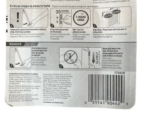 pack 1 3M Command Brand Damage-Free Hanging Small 2 Lbs Picture Hanging Strips