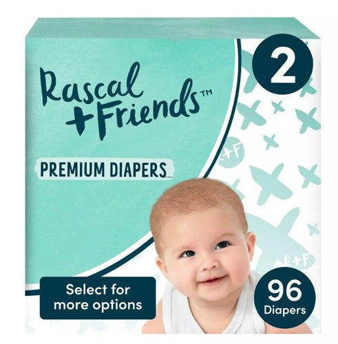Rascal + Friends Premium Diapers Size 2, 96 Count/NEW