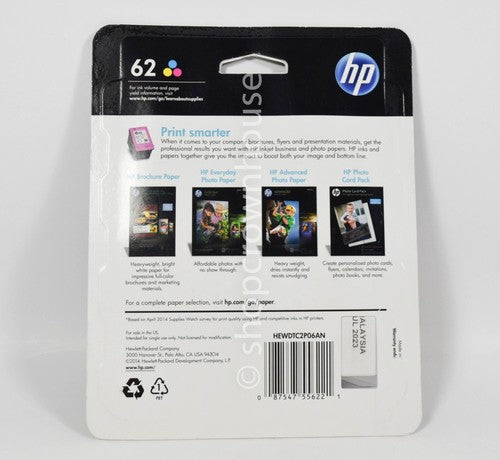 Genuine HP 62 TRI-COLOR Ink Cartridge Sealed C2P06AN exp JUL 2023