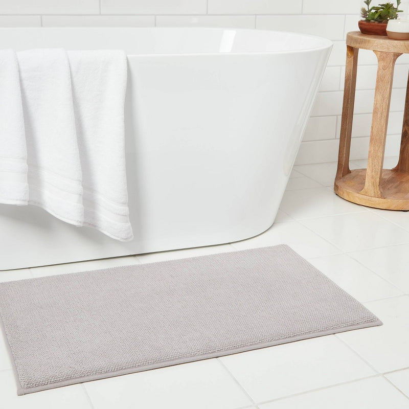 20"x34" Fine Chenille Memory Foam Bath Rug Light Gray - Threshold™ (LOCAL PICKUP ONLY)