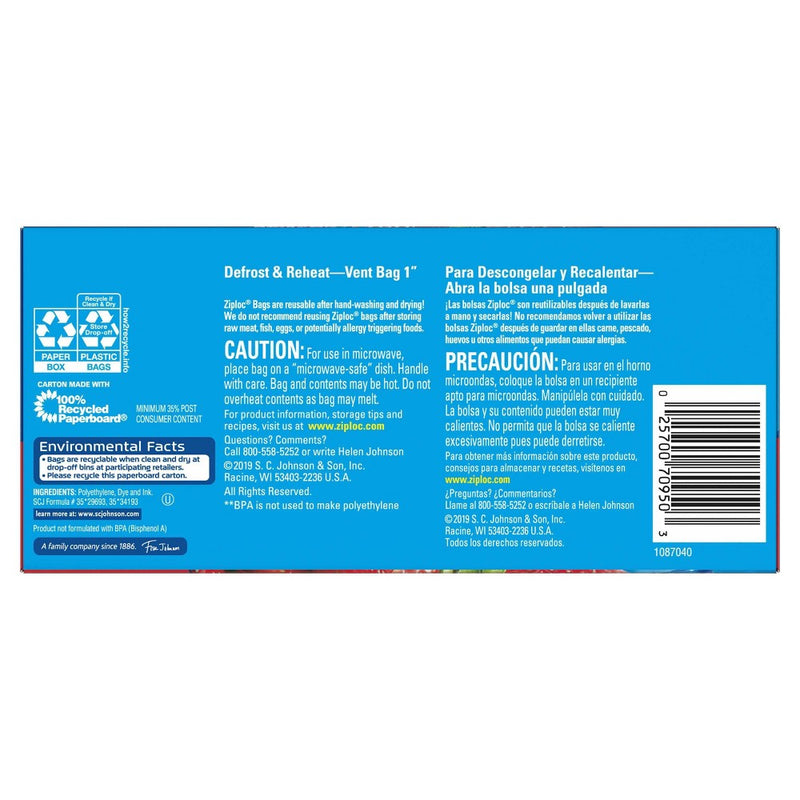 Ziploc Storage Quart Bags with Grip 'n Seal Technology - 80ct