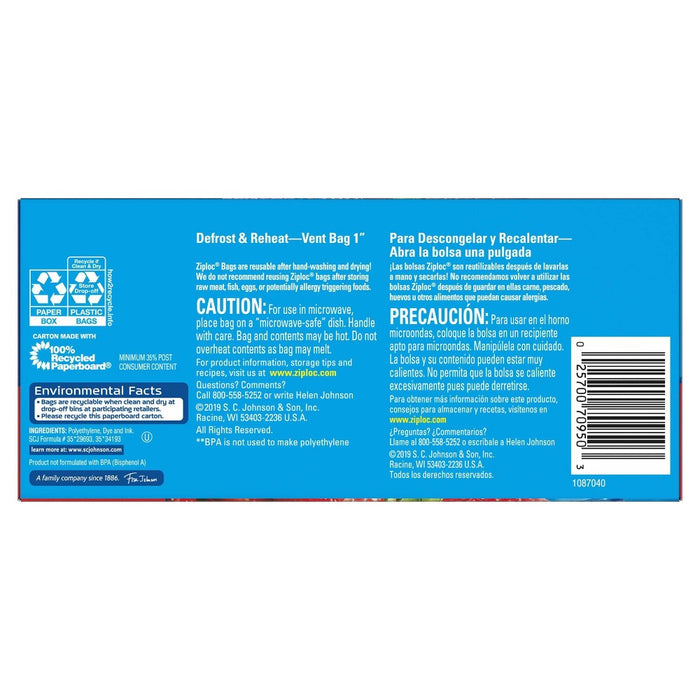 Ziploc Storage Quart Bags with Grip 'n Seal Technology - 80ct