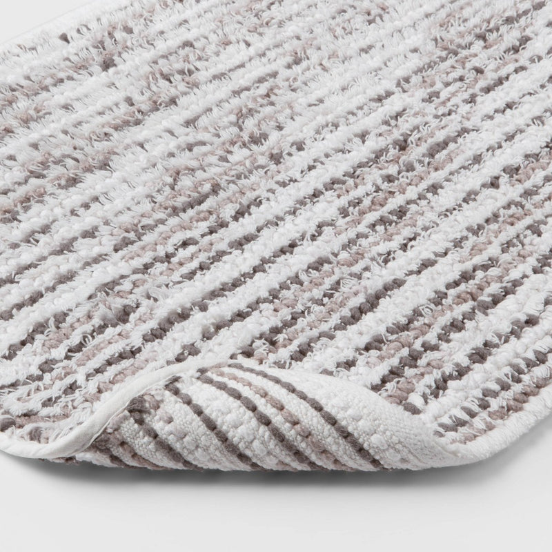 20"x32" Spacedye Striped Bath Rug Gray/White - Threshold™
