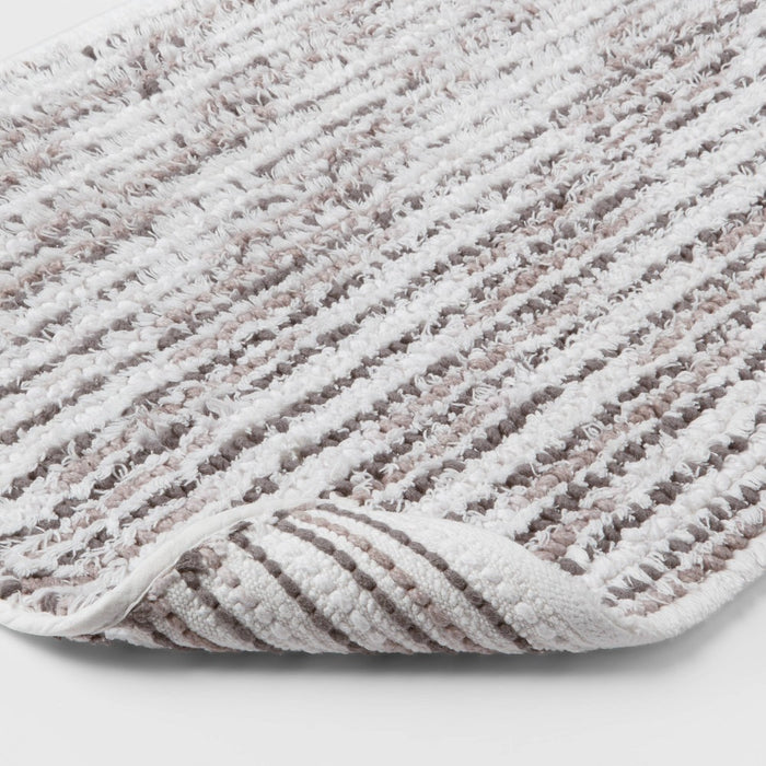 20"x32" Spacedye Striped Bath Rug Gray/White - Threshold™