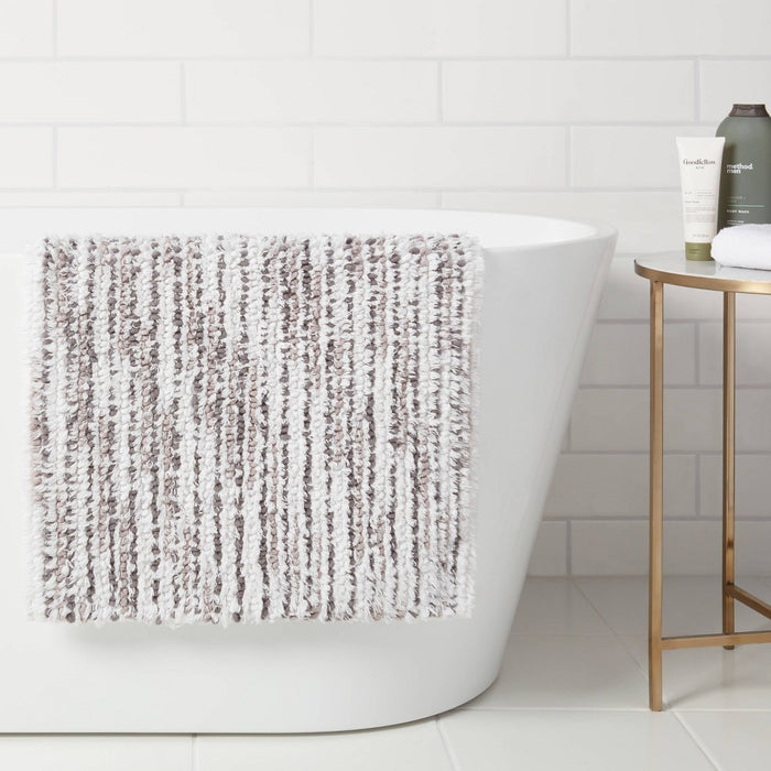 20"x32" Spacedye Striped Bath Rug Gray/White - Threshold™