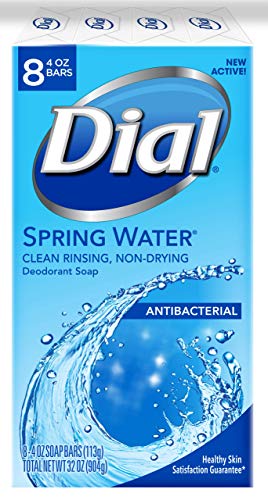 Dial Antibacterial Bar Soap, Spring Water, 4 Ounce,(Pack of 8)