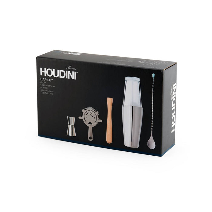 Houdini 5pc Bar Tool Set (Shaker, Jigger, Strainer, Muddler, Stirring Spoon)