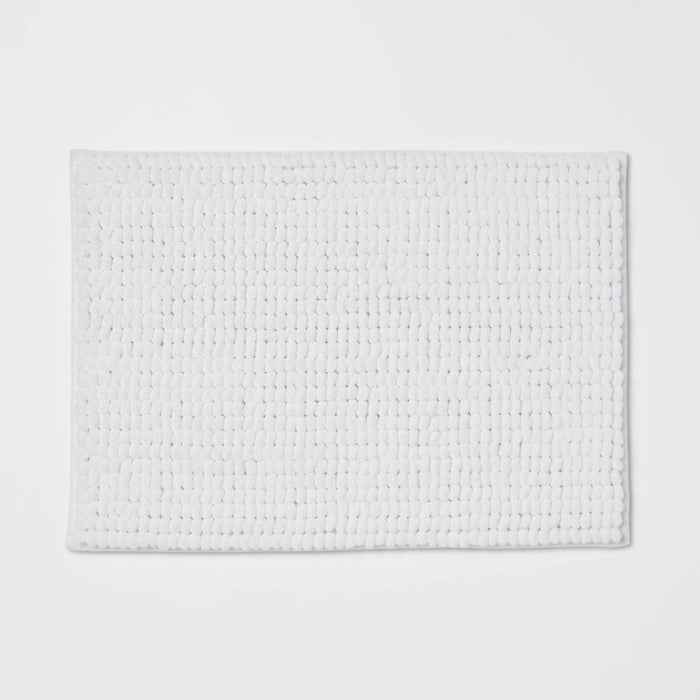 17"x24" Chunky Chenille Memory Foam Bath Rug White - Room Essentials™