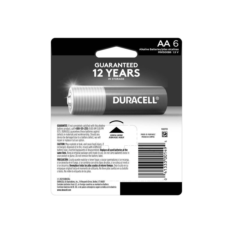 Duracell Coppertop AA Batteries - 6 Pack Alkaline Battery