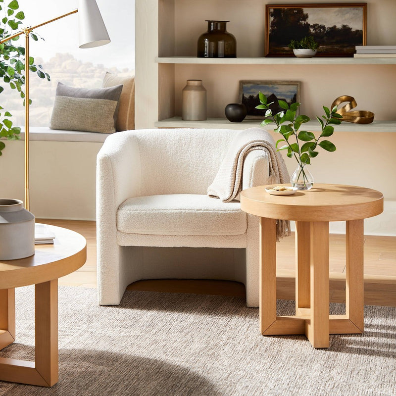 Vernon Upholstered Barrel Accent Chair Cream Sherpa - Threshold™ designed with Studio McGee (LOCAL PICKUP ONLY)
