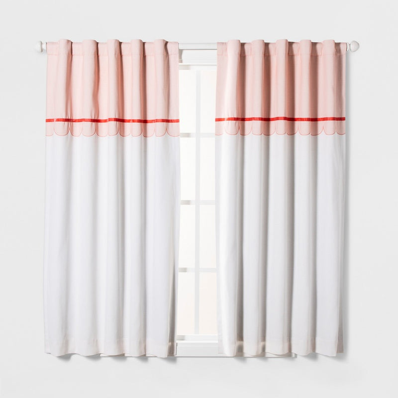63" Scallop Valence Blackout Window Curtain Panel Pink - Pillowfort™