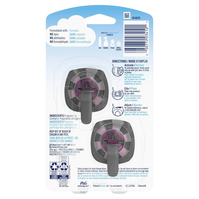 Febreze Car Air Freshener Vent Clip Cranberry Tart Scent 2ct/0.13 fl oz
