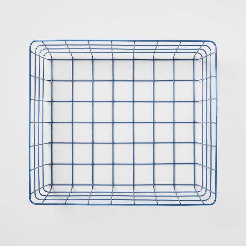 13" Rectangular Wire Decorative Basket Blue - Brightroom™