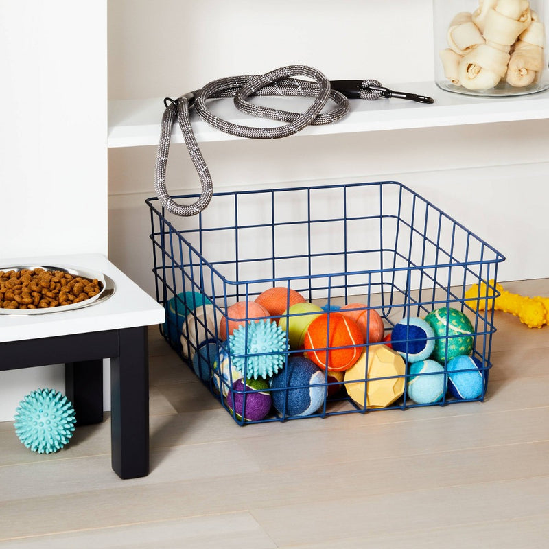 13" Rectangular Wire Decorative Basket Blue - Brightroom™