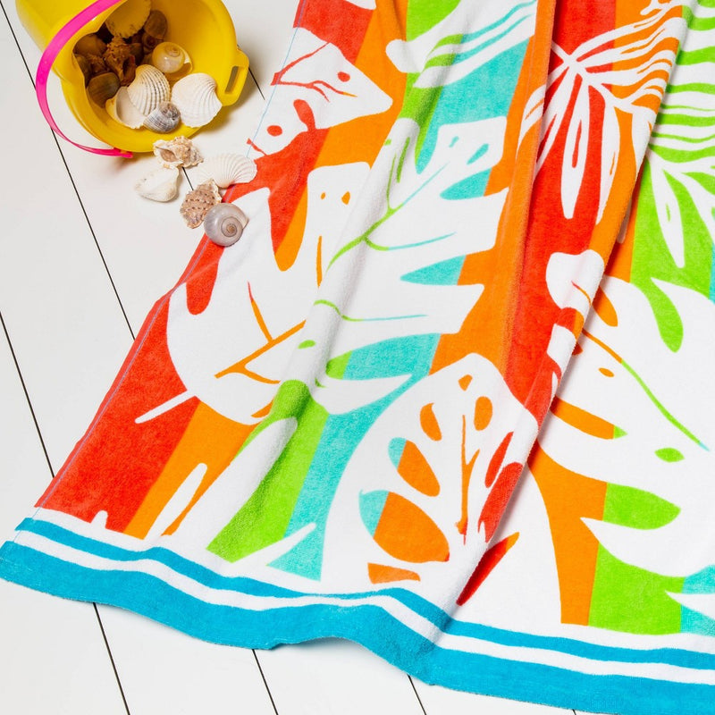Striped Palm Printed Beach Towel - Sun Squad™
