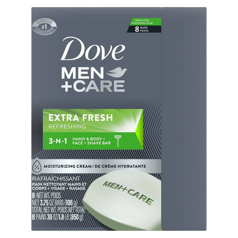 Dove Men+Care Extra Fresh Body and Face Bar Soap - 8pk - 3.75oz each