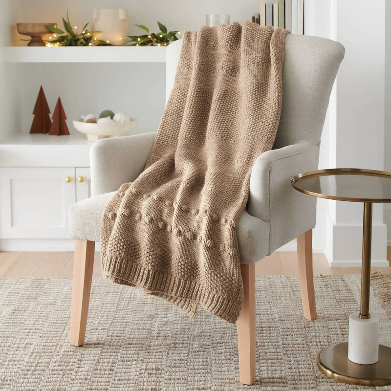 Bobble Striped Knit Throw Blanket Neutral - Threshold™ designed with Studio McGee