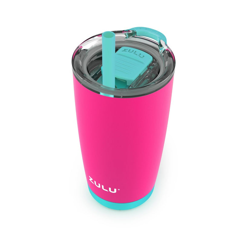 Zulu Tempo 12oz Stainless Steel Kids' Tumbler with Straw - Pink/Mint