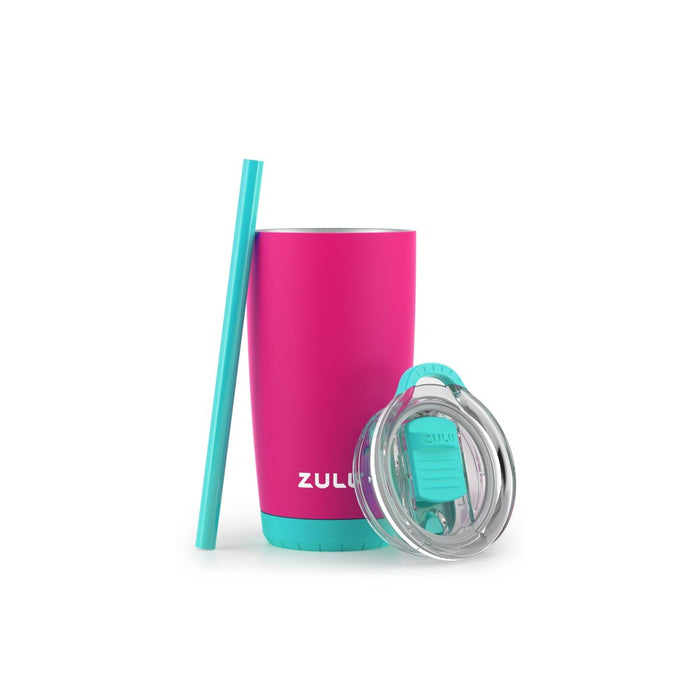 Zulu Tempo 12oz Stainless Steel Kids' Tumbler with Straw - Pink/Mint