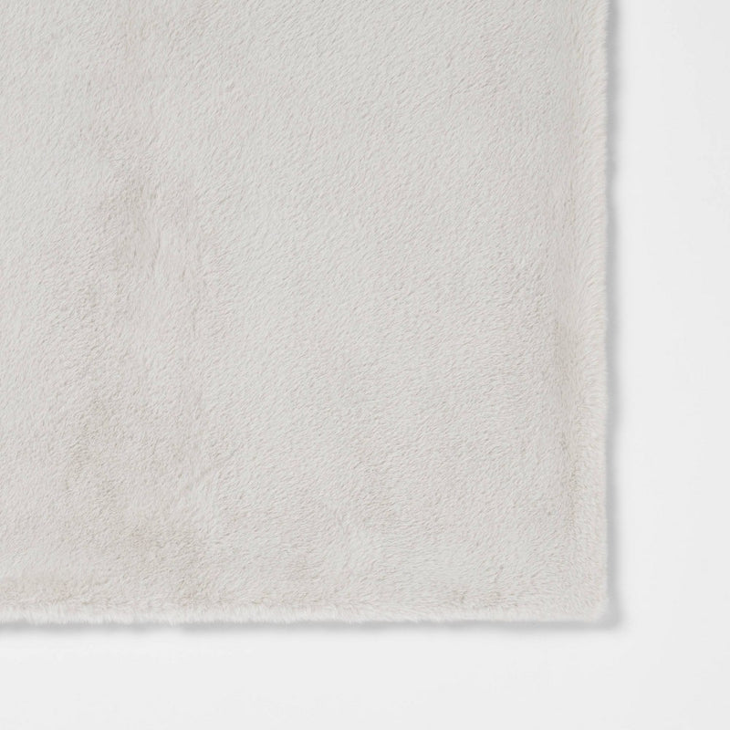 Faux Rabbit Fur Throw Blanket Light Gray - Threshold™ (LOCAL PICKUP ONLY)