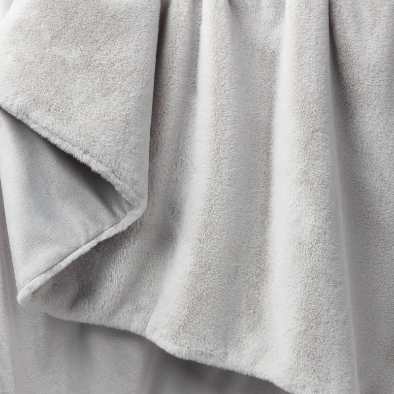 Faux Rabbit Fur Throw Blanket Light Gray - Threshold™ (LOCAL PICKUP ONLY)