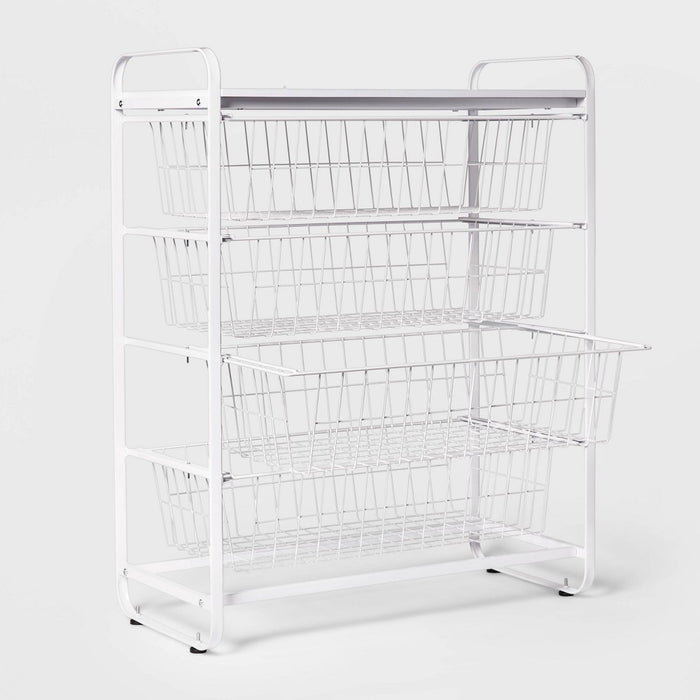 4 Drawer Metal Storage Organizer White - Brightroom™ (LOCAL PICKUP ONLY)