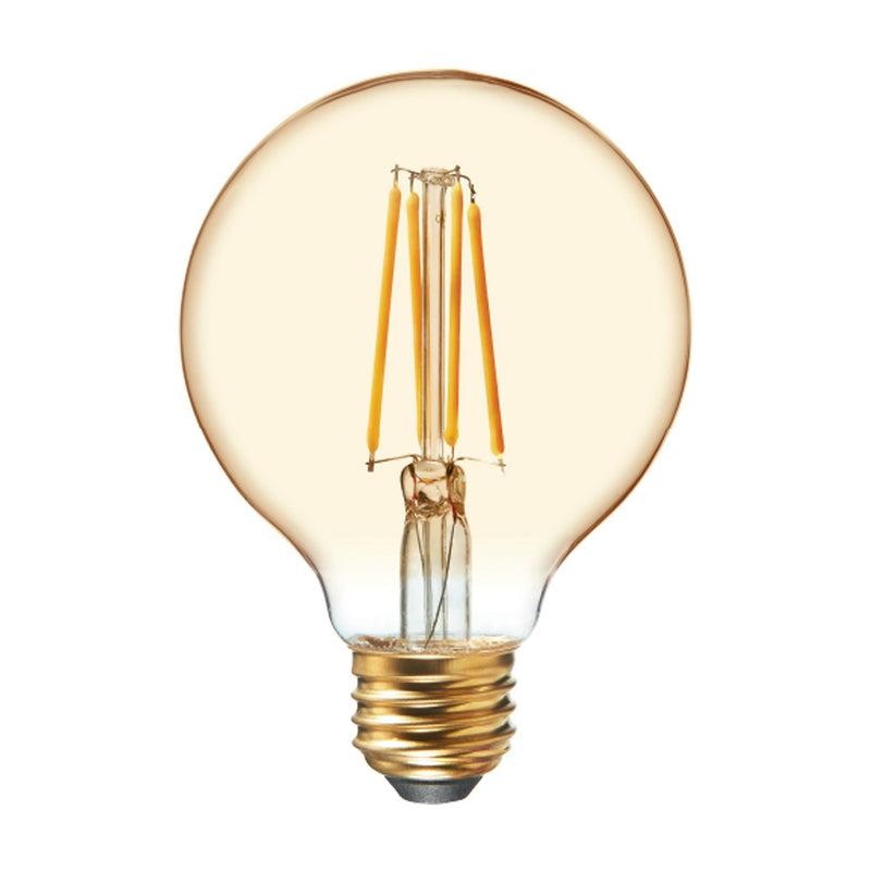 GE 2pk 5.5W 60W Equivalent LED Globe Light Bulbs Amber Glass Warm Candle Light