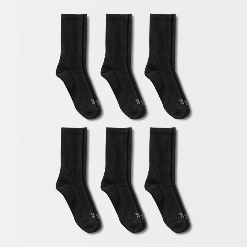 Men's Active Crew Socks 6pk - All in Motion™ Black 12-15