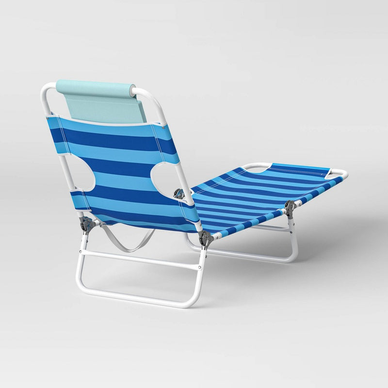 Wide Stripe Beach Lounger - Blue - Sun Squad™ (LOCAL PICKUP ONLY)