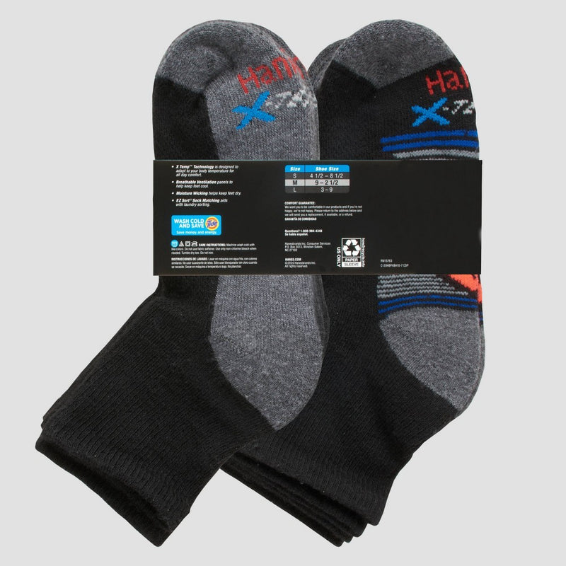 Hanes Boys' 10pk Premium Ankle Athletic Socks - Black S