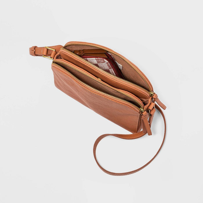 Triple Compartment Crossbody Bag - Universal Thread™ Cognac