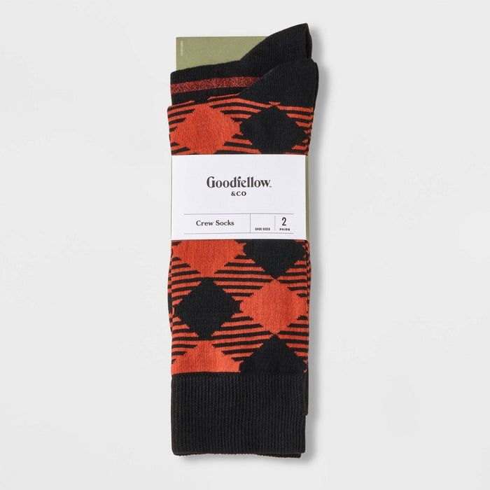Men's Plaid Novelty Crew Socks 2pk - Goodfellow & Co™ Red/Black 7-12