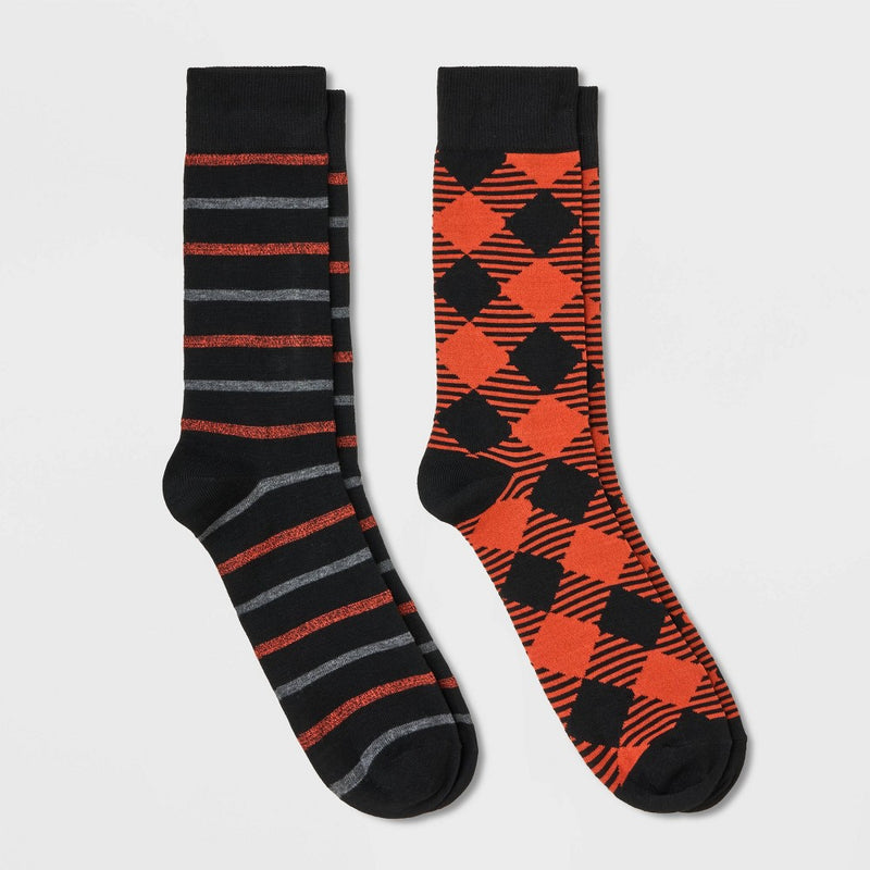 Men's Plaid Novelty Crew Socks 2pk - Goodfellow & Co™ Red/Black 7-12