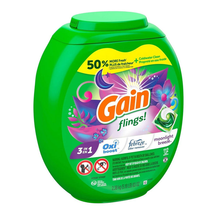 Gain flings! Liquid Laundry Detergent Pacs - Moonlight Breeze - 83oz/112ct