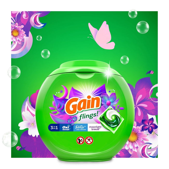 Gain flings! Liquid Laundry Detergent Pacs - Moonlight Breeze - 83oz/112ct