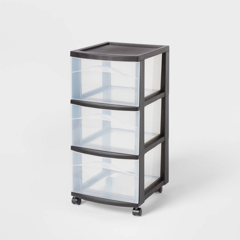 3 Drawer Medium Cart Black - Brightroom™ (LOCAL PICKUP ONLY)