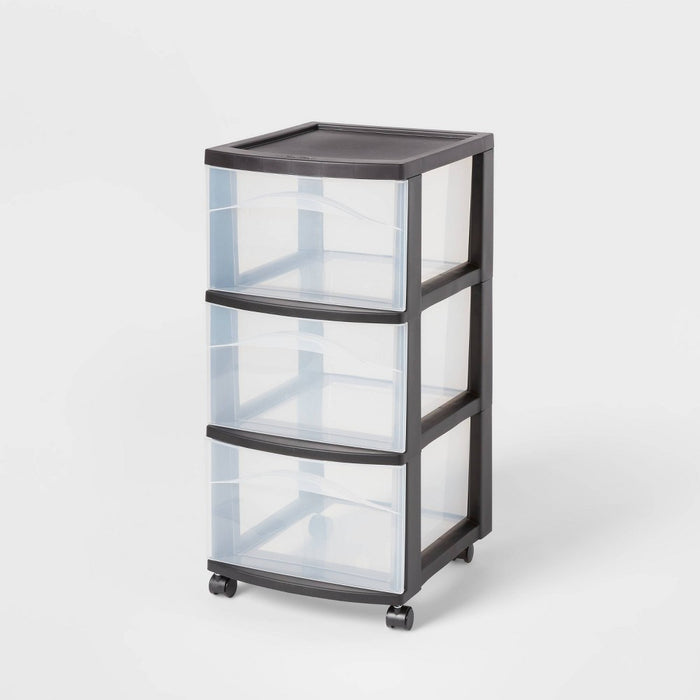 3 Drawer Medium Cart Black - Brightroom™