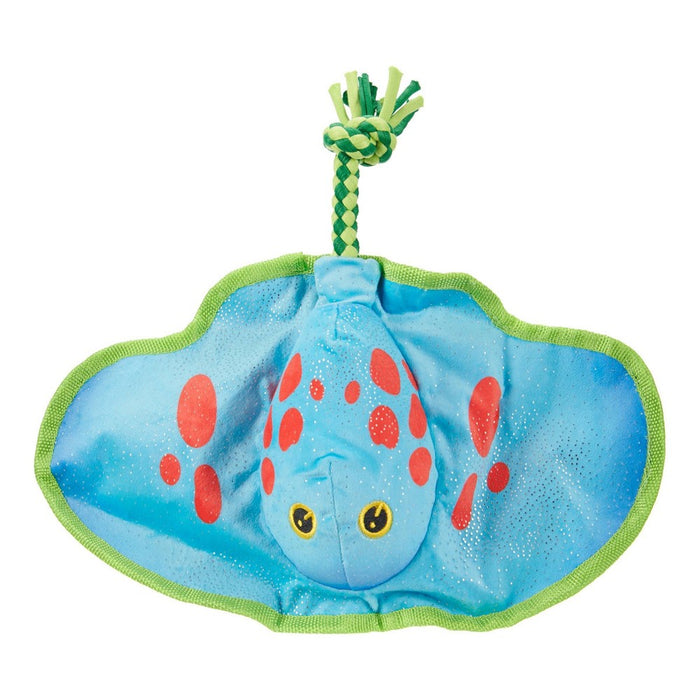 BARK Manny Ray Under the Seams Dog Toy - Blue/Red/Green