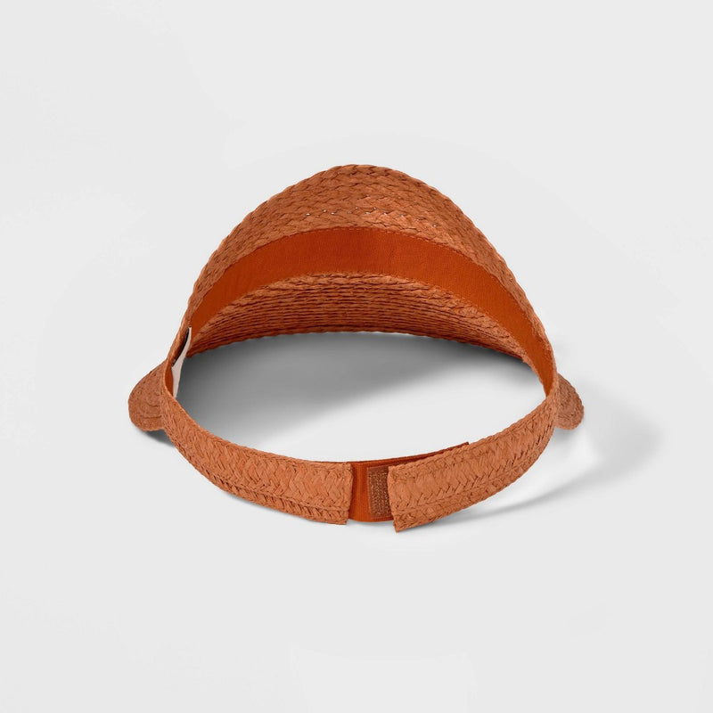 Women's Braided Straw Visor Hat - A New Day™ Rust