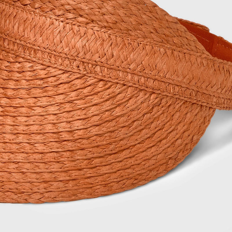 Women's Braided Straw Visor Hat - A New Day™ Rust