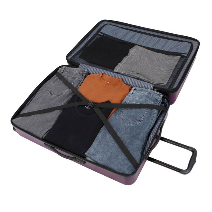 Skyline Hardside Large Checked Spinner Suitcase - Dark Purple