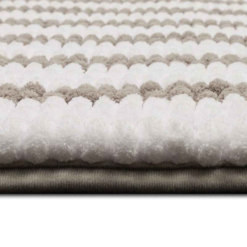17"x24" Chunky Chenille Memory Foam Bath Rug Light Gray Stripe - Room Essentials™