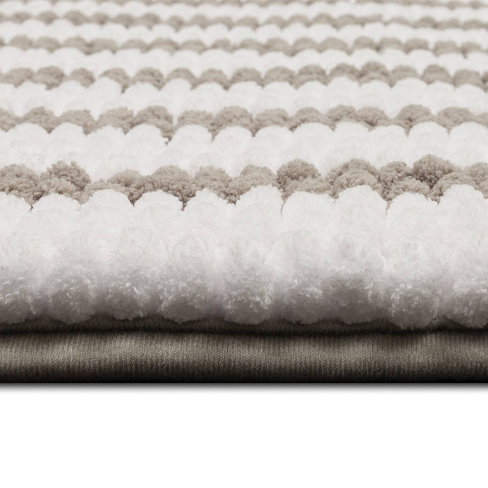17"x24" Chunky Chenille Memory Foam Bath Rug Light Gray Stripe - Room Essentials™
