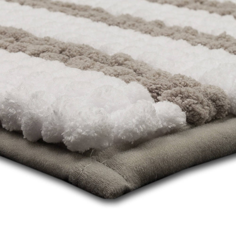 17"x24" Chunky Chenille Memory Foam Bath Rug Light Gray Stripe - Room Essentials™