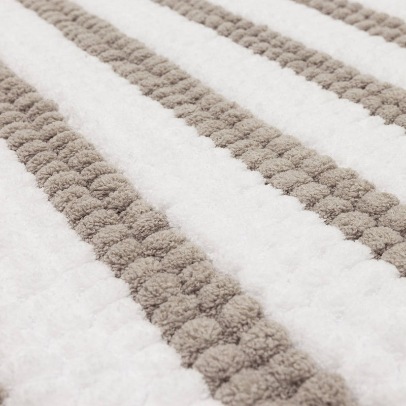 17"x24" Chunky Chenille Memory Foam Bath Rug Light Gray Stripe - Room Essentials™