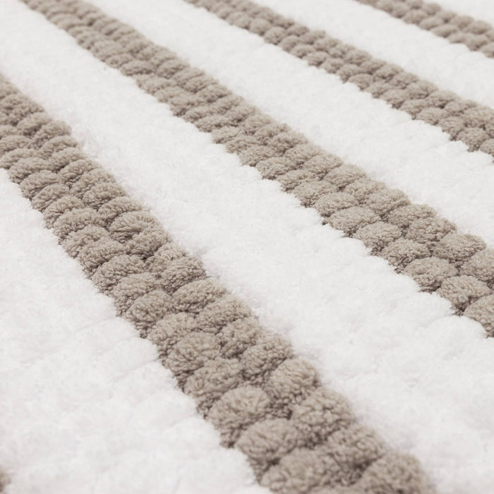 17"x24" Chunky Chenille Memory Foam Bath Rug Light Gray Stripe - Room Essentials™