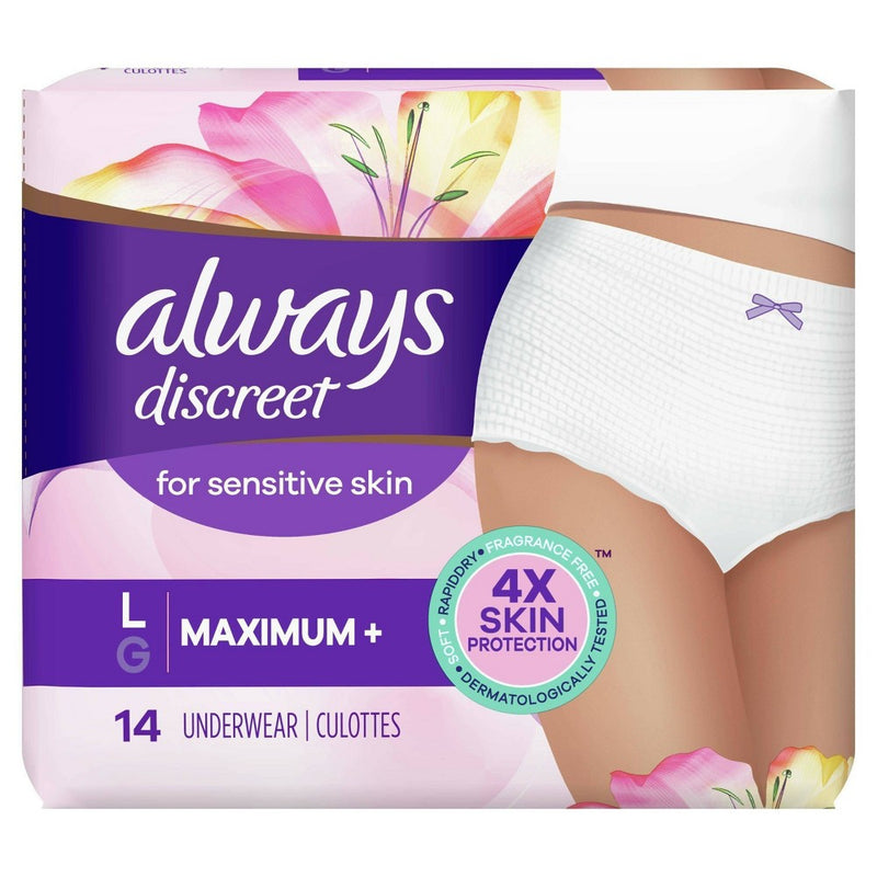 Always Discreet Sensitive Incontinence & Postpartum Incontinence Underwear for Women - Large - 14ct