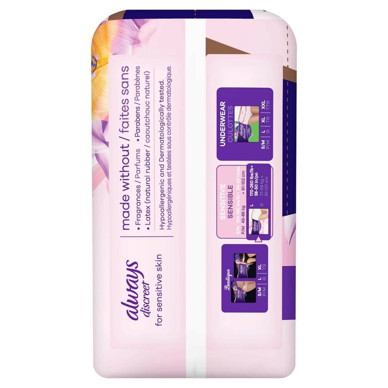 Always Discreet Sensitive Incontinence & Postpartum Incontinence Underwear for Women - Large - 14ct